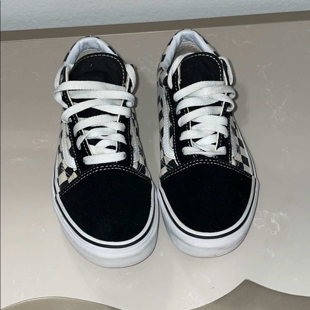 Black/white checkered Vans